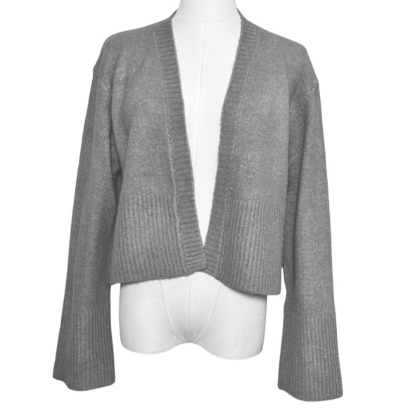 Asos Design Edge to Edge Gray Open Front Bell Sleeve Soft Cropped Cardigan Small - Picture 1 of 5